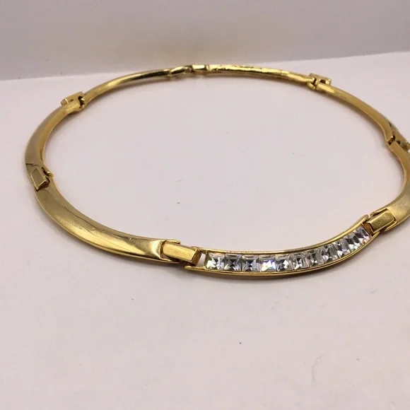 Vintage 70’s Rhinestone Bar Link Collar Necklace - Picture 4 of 6